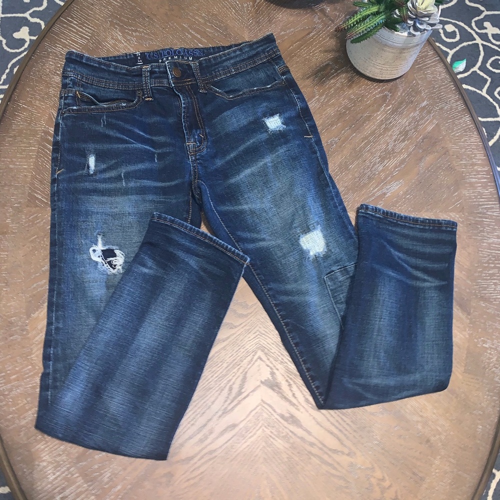U.S. Polo Women's 28x30 Patch Skinny Jeans